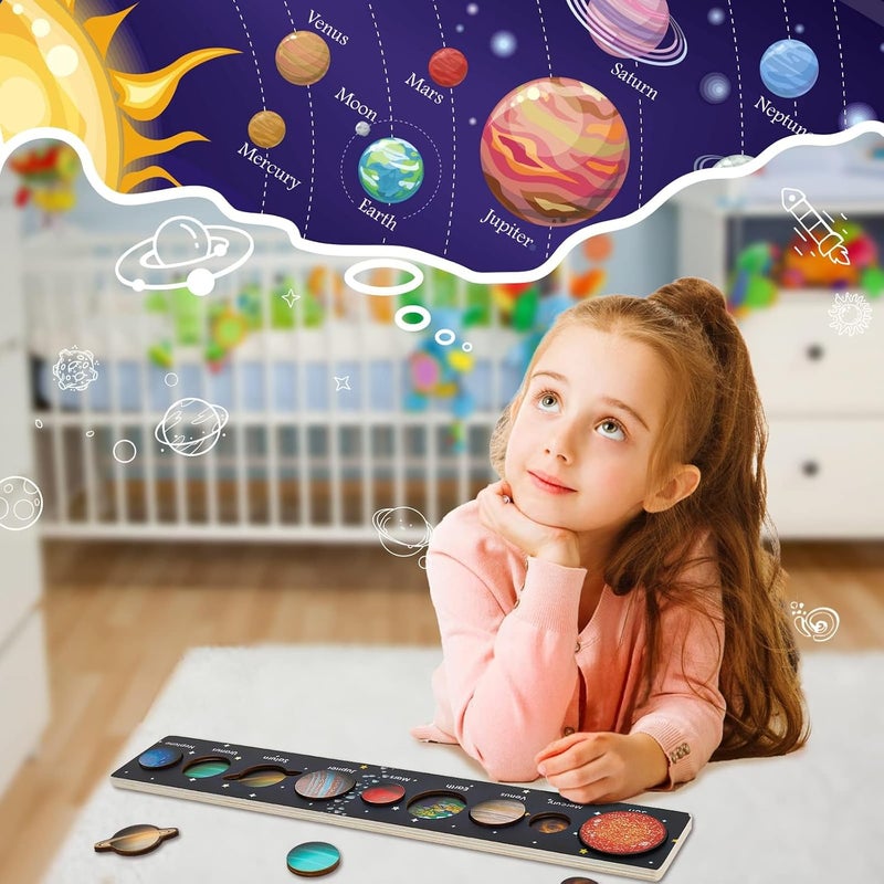 KASTWAVE Solar System Puzzle for Kids Ages 3-6, Wooden Space Educational Toys, Planets Learning Toys, STEM Preschool Activity, Toddler Space Puzzle Gift for Boys and Girls - Image 3