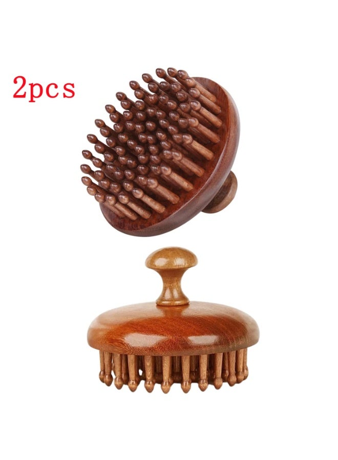 (2-piece set) Wooden scalp massager, head massage brush, suitable for hair growth, manual scalp brush, portable scalp brush, wooden hair brush, handheld body massage tool, suitable for women and men, wet and dry hair brush, scalp care. - Image 1