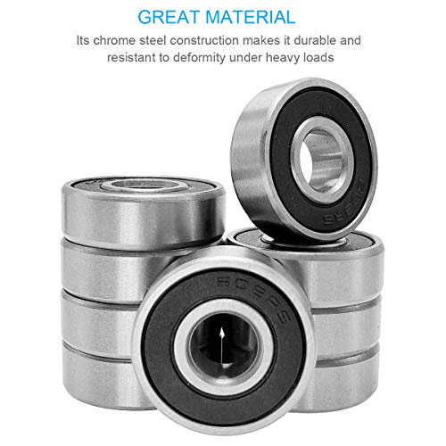 SACKORANGE 100 PCS 608-2RS Ball Bearing - Double Rubber Sealed Shielded Miniature Deep Groove Bearings for Furniture Wheel, Small Machinery, Electric Motors, Hobby Drones, 3D Printers(8mm x 22mm x 7mm)(608 2RS) - Image 4