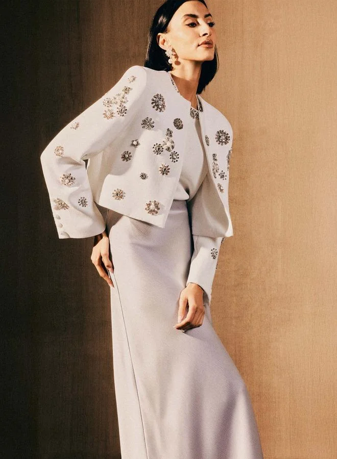 Iconic Iconic Regular Fit Peplum Top with Embellished Detail