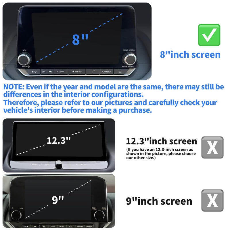 Polodunn for 2021 2022 2023 2024 2025 2026 Nissan Rogue Accessories with 8" Screen, 7pcs Aluminum Alloy Trim Set - A/C, Volume Tune & 4WD Knob Cover, Push Start Button Cover/Ring (Blue) - Image 2