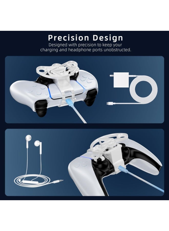 بلو فاير مقود سباق صغير للتحكم PS5 | ملحق ألعاب سباقات 5 في 1 لذراع تحكم بلايستيشن 5 DualSense | تركيب سريع بدون أدوات | تجربة قيادة واقعية وتحكم أدق | تصميم مريح وخامة ABS عالية الجودة | لا يحجب منفذ الشحن أو السماعات | مثالي لألعاب GT7 وF1 وNFS - Image 4