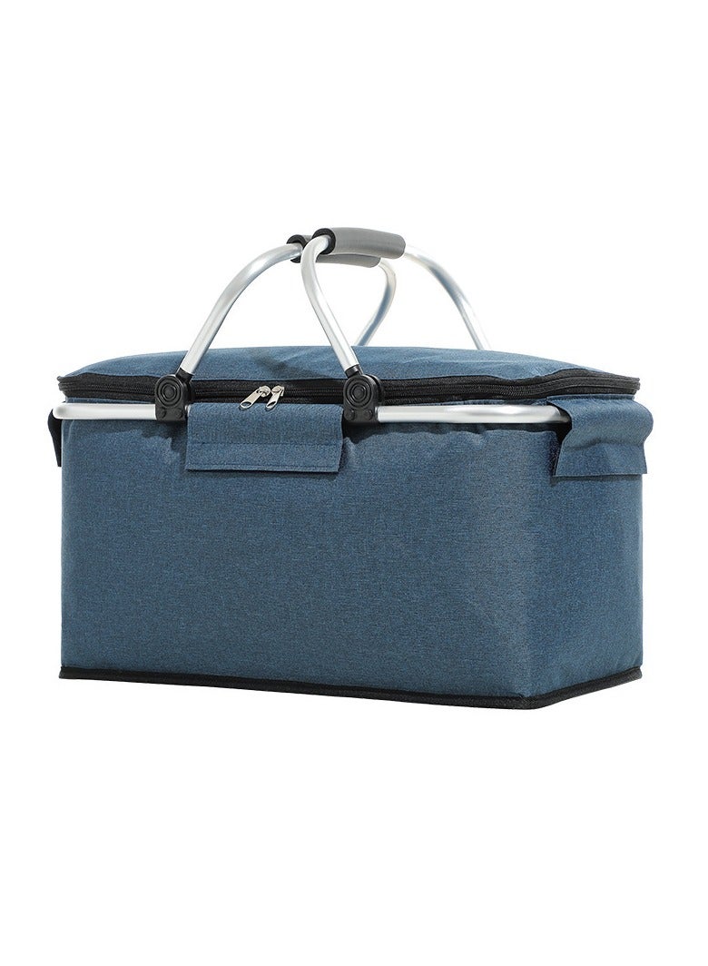 SISGL سلة نزهة عائلية خارجية 20 لتر حقيبة تبريد قابلة للطي محمولة سعة كبيرة سلة معزولة حقيبة تخزين سيارة قابلة للطي حقيبة تسوق سلة تسوق بمقابض ألمنيوم للتسوق والسفر والتخييم - Image 1