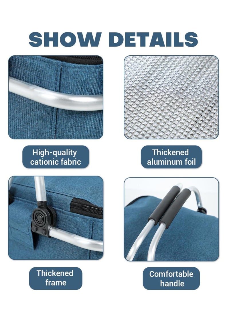 SISGL سلة نزهة عائلية خارجية 20 لتر حقيبة تبريد قابلة للطي محمولة سعة كبيرة سلة معزولة حقيبة تخزين سيارة قابلة للطي حقيبة تسوق سلة تسوق بمقابض ألمنيوم للتسوق والسفر والتخييم - Image 3