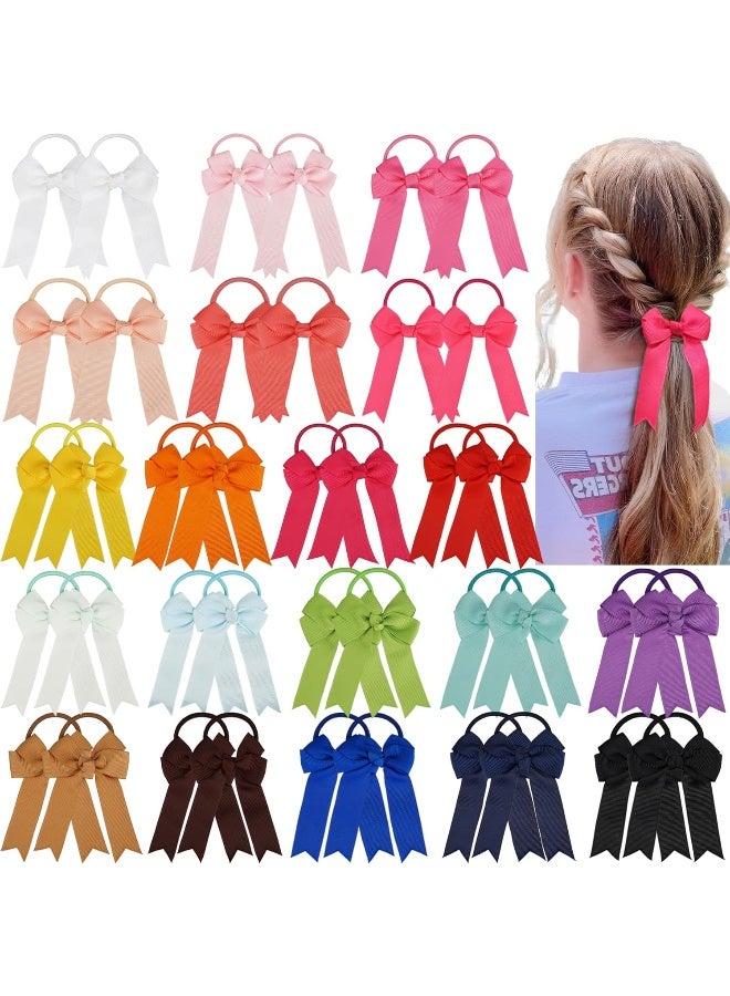 Yxiang Ponytail Bow for Girls, Baby Hair Ties with Bows Pigtail Bow Ponytail Holder for Toddler Girl School Kids (double bows) - Image 1