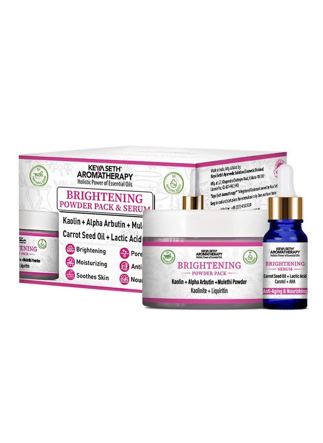 Keya Seth Aromatherapy Keya Seth Aromatherapy Brightening Powder Pack & Serum Facial Kit, Kaolin, Alpha Arbutin, Lactic Acid ,Mulethi ,Pore Refining,Mositurizing 100Gm  - Image 1