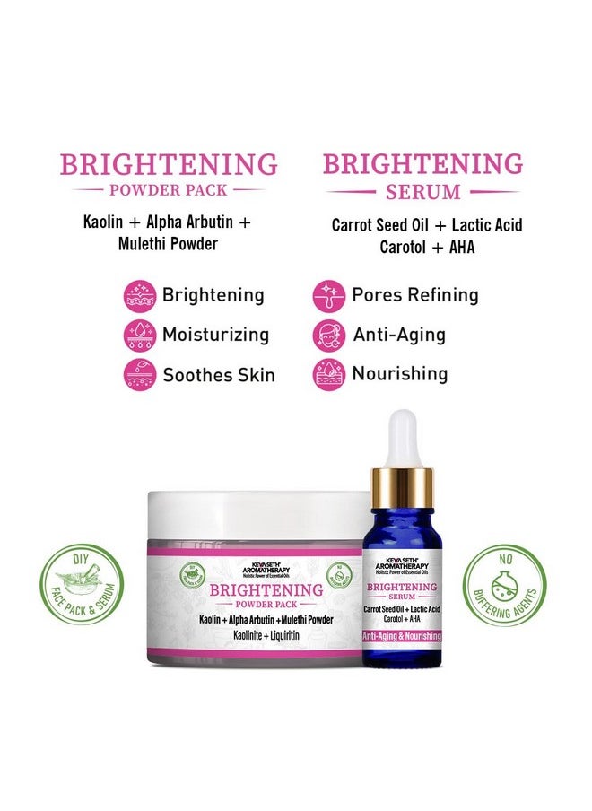 Keya Seth Aromatherapy Keya Seth Aromatherapy Brightening Powder Pack & Serum Facial Kit, Kaolin, Alpha Arbutin, Lactic Acid ,Mulethi ,Pore Refining,Mositurizing 100Gm  - Image 2