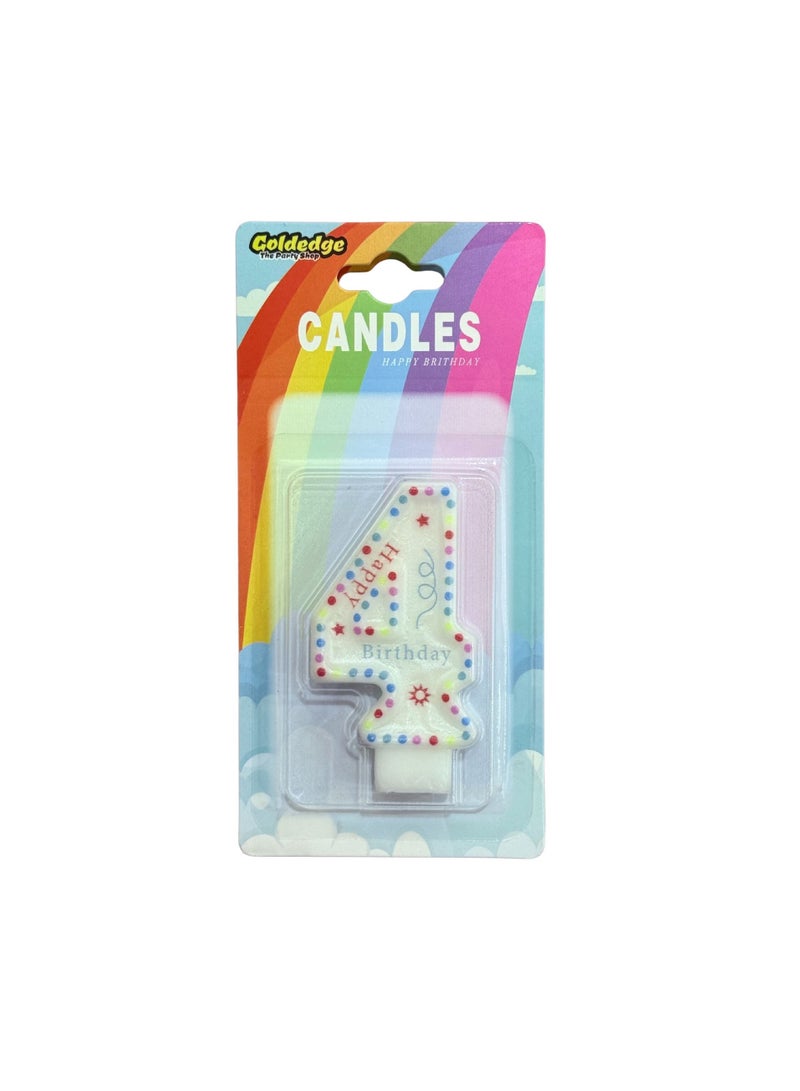 Goldedge Number 4  Happy Birthday Numerical Cake Topper Decoration Party Wedding Anniversary Candle (WHITE) - Image 4