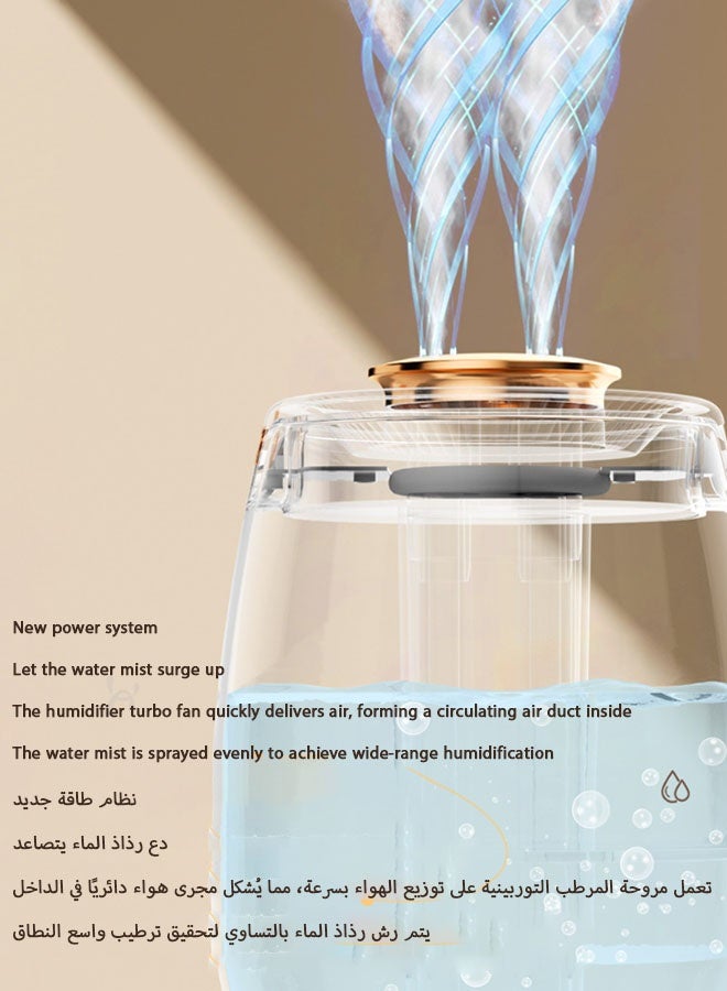 كيلا مرطب مزدوج الرذاذ، مرطب رقمي USB صامت سعة 1 لتر مع وضعين للرذاذ وإضاءة ليلية للسيارة والمكتب والمنزل - Image 5