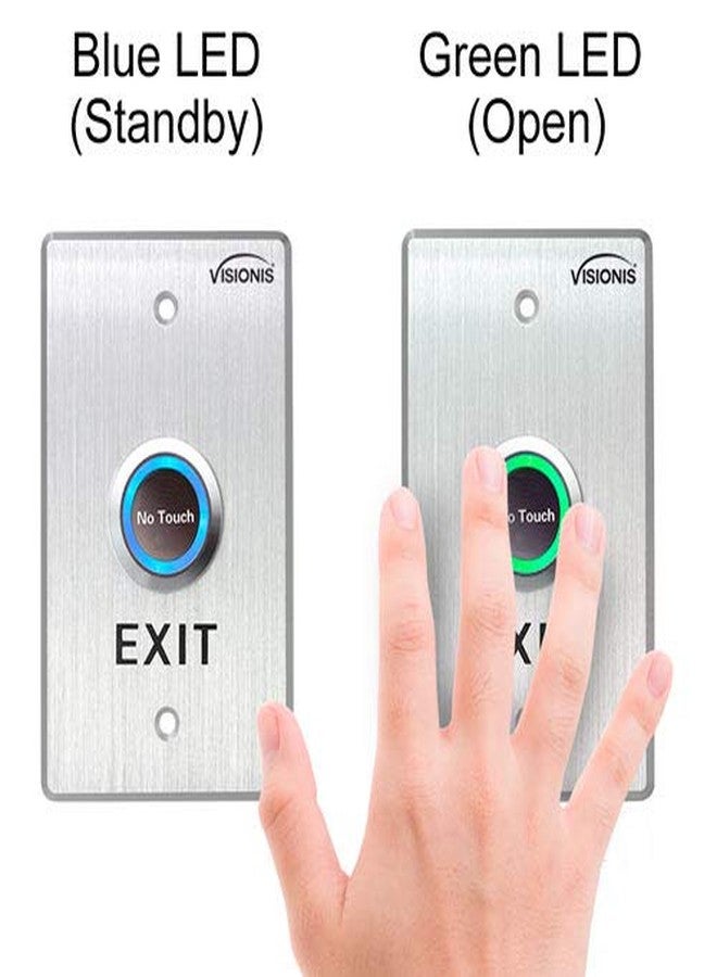 Visionis VIS-7013 Indoor Stainless Steel No Touch Request to Exit Button with Time Delay Standard Size with LED Light NC COM and NO Outputs - Image 4