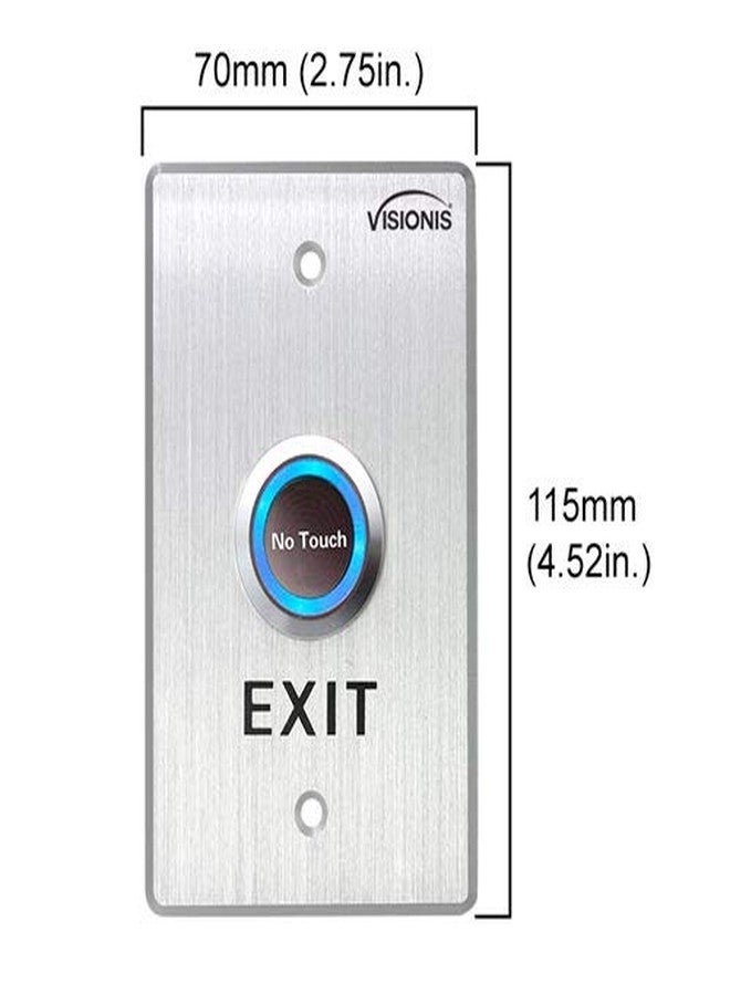 Visionis VIS-7013 Indoor Stainless Steel No Touch Request to Exit Button with Time Delay Standard Size with LED Light NC COM and NO Outputs - Image 2