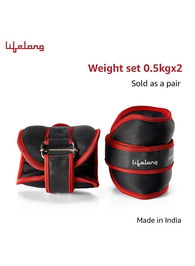 Lifelong Adjustable Ankle Weight for Running, Jogging, Cycling, Sand Filled, for Both Men and Women, 0.5 Kg and 1 Kg (Pair) - Image 3