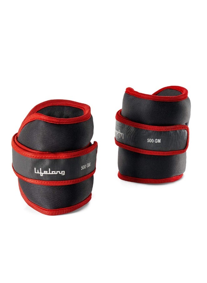 Lifelong Adjustable Ankle Weight for Running, Jogging, Cycling, Sand Filled, for Both Men and Women, 0.5 Kg and 1 Kg (Pair) - Image 1