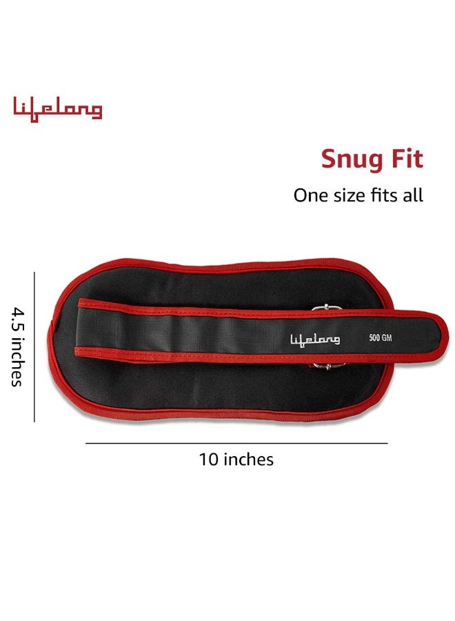 Lifelong Adjustable Ankle Weight for Running, Jogging, Cycling, Sand Filled, for Both Men and Women, 0.5 Kg and 1 Kg (Pair) - Image 2
