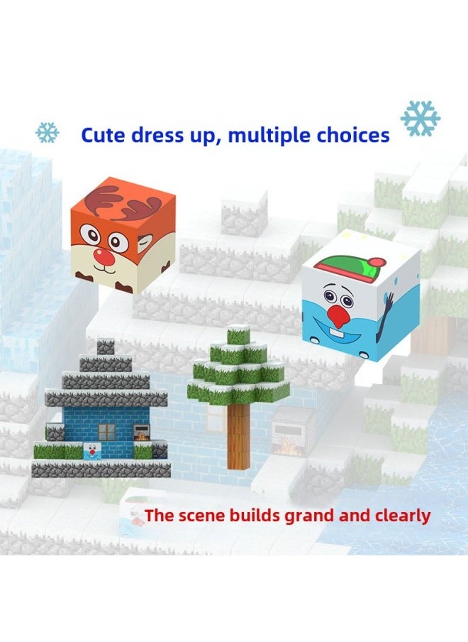 My World Magnetic Building Block Square Toy DIY Building Block Assembled Toy Decorative Bulk Building Block MC Assembled-Color:021_moss Pebbles  - Image 5