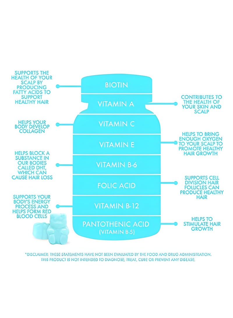 Ocean فيتامينات الشعر 60 جومي، جومي بيوتين كولاجين، جومي بكتين الفواكه، مكملات مع فيتامين C، بيوتين وحمض الفوليك تدعم نمو الشعر، تساقط الشعر، صحة الشعر، البشرة والأظافر، جومي بير - Image 2