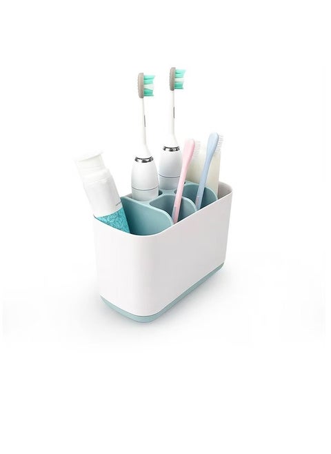 Easy Store Toothbrush Holder Drain Storage Box White/Blue
