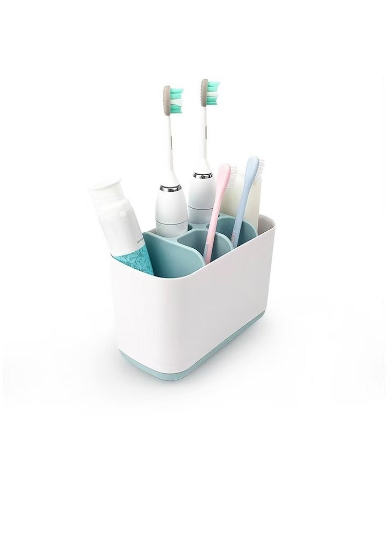 XiuWoo - Easy Store Toothbrush Holder Drain Storage Box White/Blue - Image 1