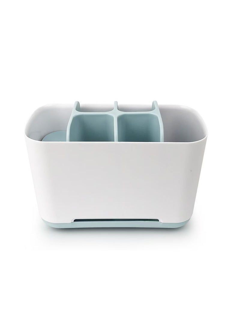 XiuWoo - Easy Store Toothbrush Holder Drain Storage Box White/Blue - Image 1