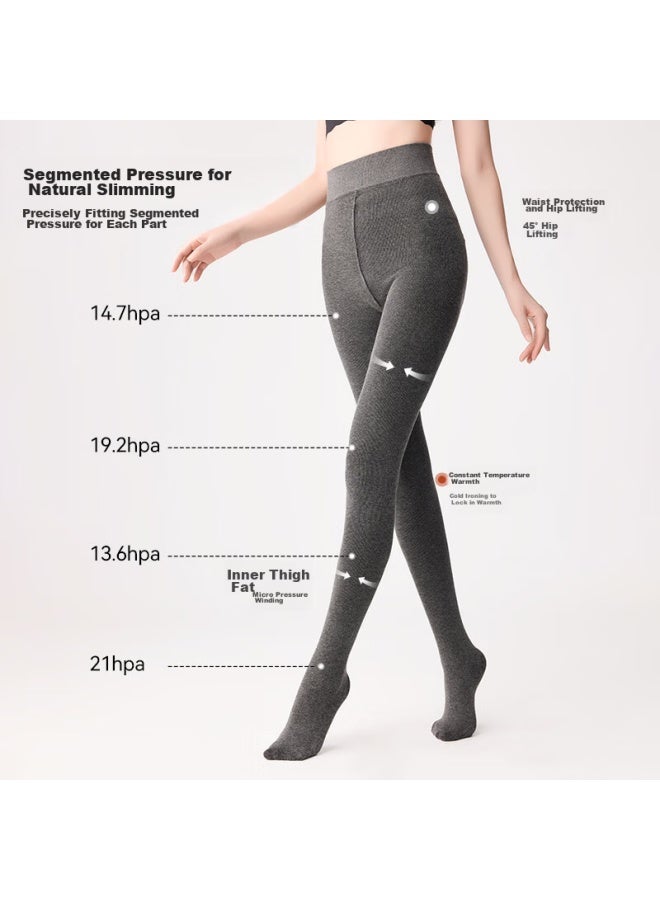Bonas Women's Leggings With Fleece Lining, Bare Leg Effect, Autumn And Winter Cotton Vertical Striped Thick Warm Slimming Bare Leg Pantyhose - Image 5