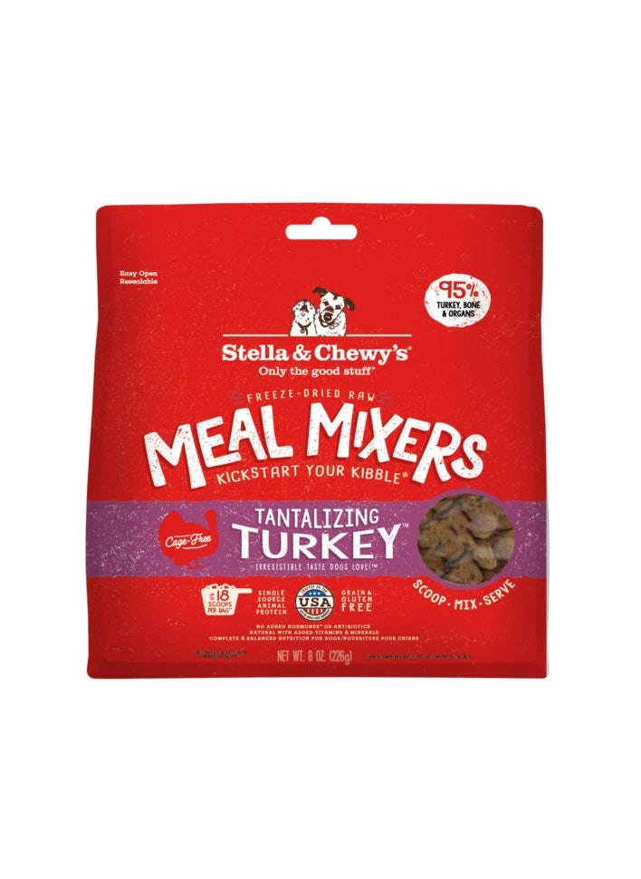 Stella & Chewys Stella & Chewys Dog Freeze Dried Tantalizing Turkey Meal Mixers – 8 oz, Stella meal mixers, Stella & Chewys meal mixers, Stellas freeze dried food, freeze-dried dog food, best dog food, nutrious dog food, meal mixers, raw kibble mixers; kibble toppers, kibble toppers for dogs  - Image 1