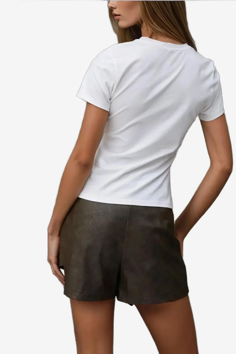 Hiccup Dusty White Crew Neck Printed Baby Tee for Women | Best Price UAE