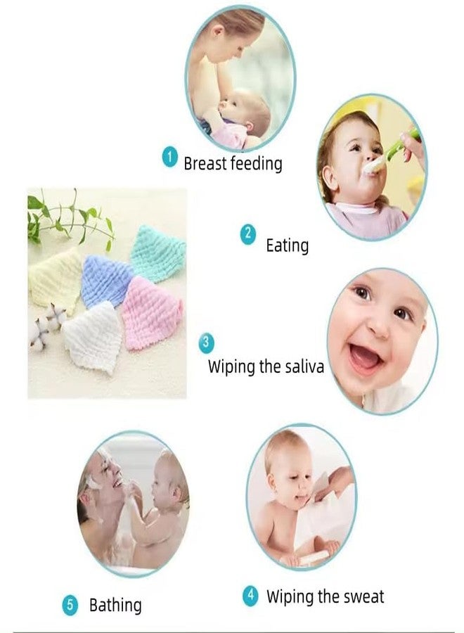Closecret Muslin Cotton Face Towels for Newborn Baby Extra Soft Hankies Reusable Napkins for Infants Toddlers (Pack of 5) (White) - Image 4