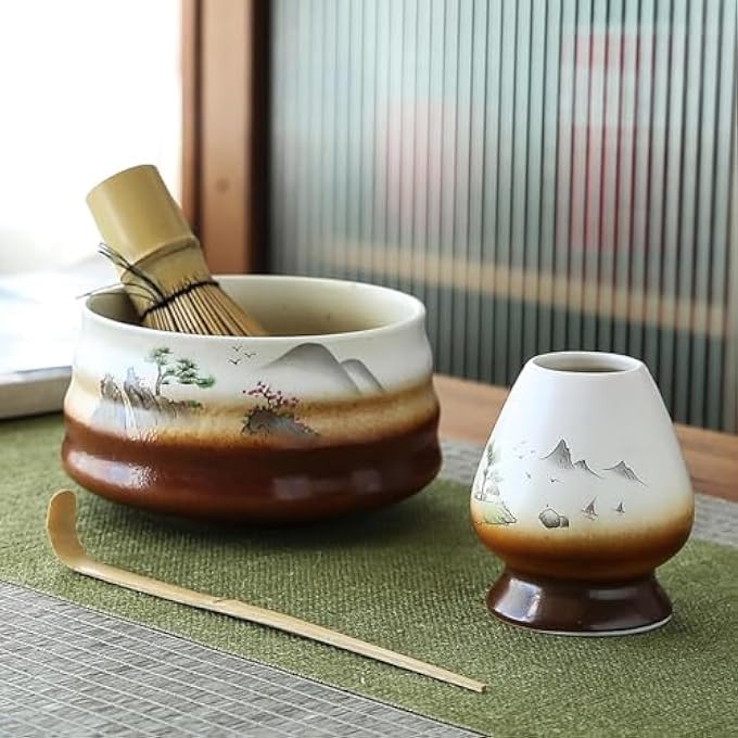DOOKOO 4Pcs Matcha Set Matcha Making Tool Set Bamboo Tea Whisk Tea Scoop Bowl Ceramic Tea Whisk Holder Teaware Set Matcha Tea Maker Tool - Image 5