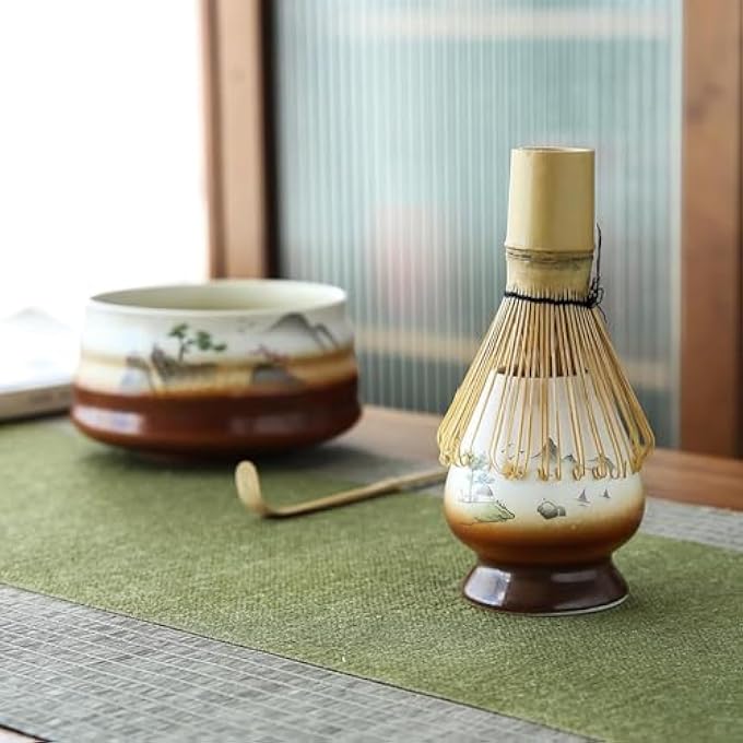 DOOKOO 4Pcs Matcha Set Matcha Making Tool Set Bamboo Tea Whisk Tea Scoop Bowl Ceramic Tea Whisk Holder Teaware Set Matcha Tea Maker Tool - Image 4