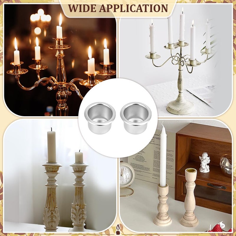 PH PandaHall 40pcs Mini Candle Cup Metal Candle Inserts Candlestick Holder Cups Drip Protectors Empty Case Candles Containers for Candles Making Wax Dripping Party Christmas Valentine Decor, 0.79" - Image 5