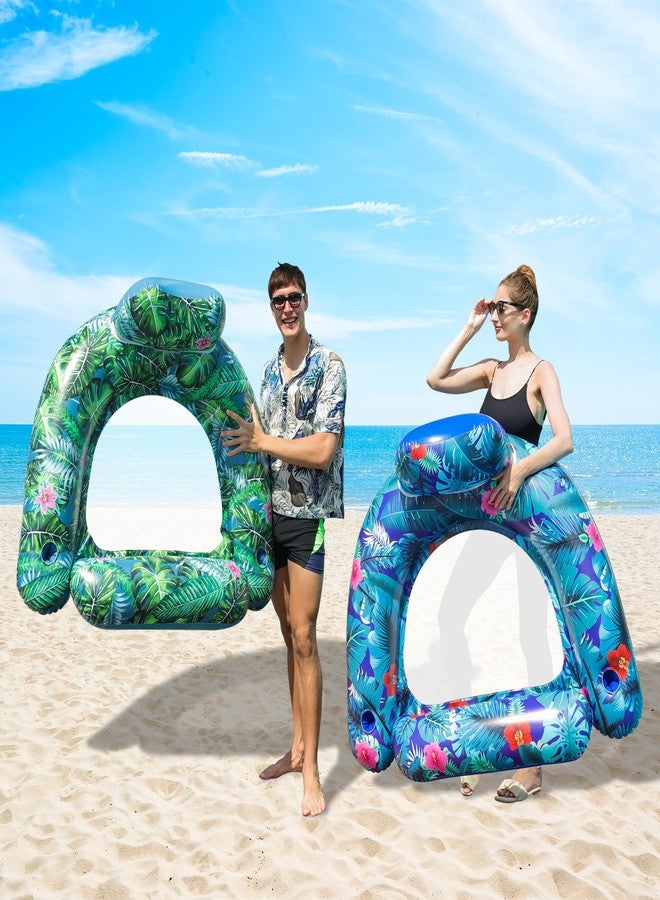 FindUWill 2 Pack Large Pool Chair Floats, Inflatable Pool Floats with Cup Holder, Headrest, Pool Chair Floats Adult Pool Accessories Floaties for Summer Party - Image 5