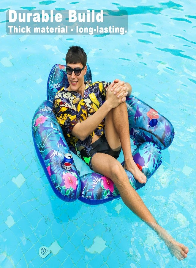 FindUWill 2 Pack Large Pool Chair Floats, Inflatable Pool Floats with Cup Holder, Headrest, Pool Chair Floats Adult Pool Accessories Floaties for Summer Party - Image 3