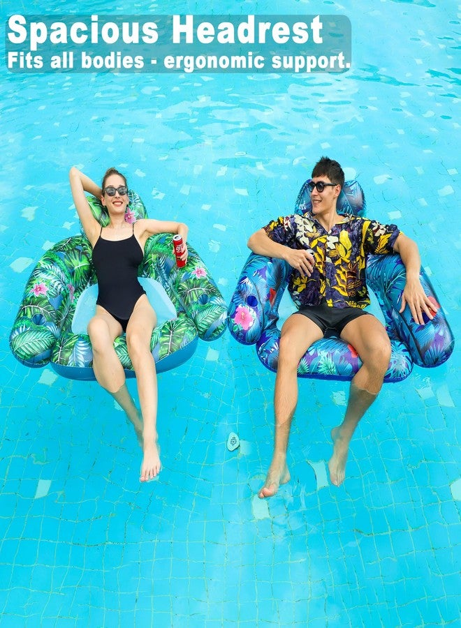 FindUWill 2 Pack Large Pool Chair Floats, Inflatable Pool Floats with Cup Holder, Headrest, Pool Chair Floats Adult Pool Accessories Floaties for Summer Party - Image 4