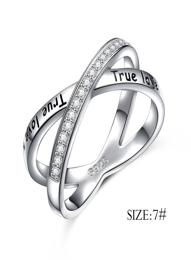 FLYOW Purity Ring S925 Sterling Silver True Love Waits Infinity Criss Cross Rings for Women Lady Size 10 - Image 3
