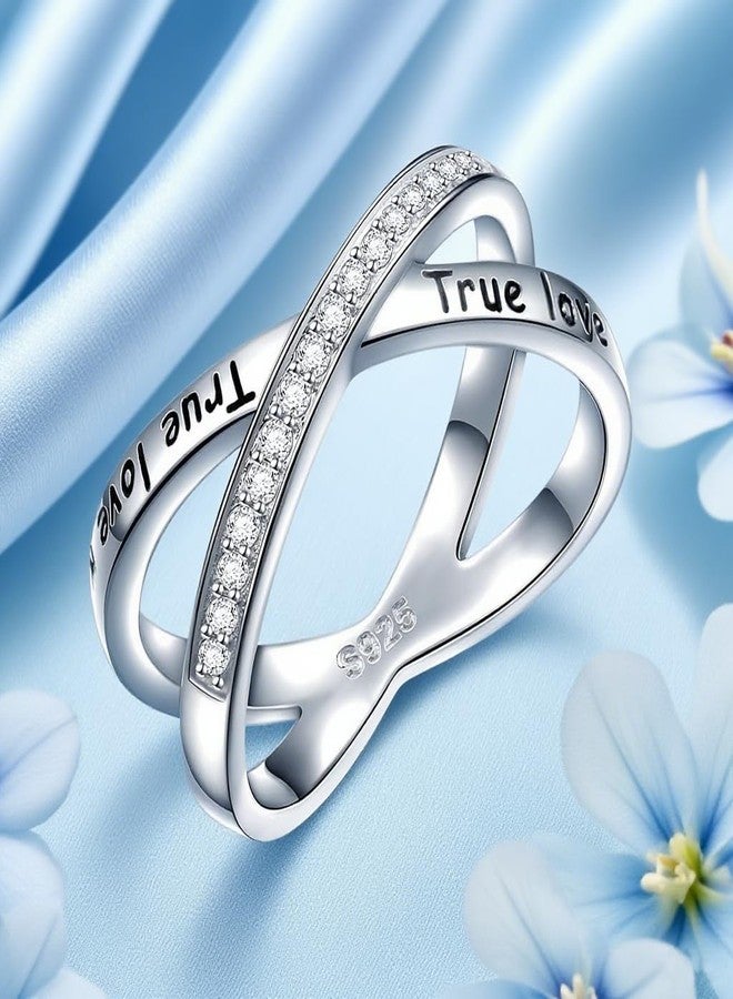 FLYOW Purity Ring S925 Sterling Silver True Love Waits Infinity Criss Cross Rings for Women Lady Size 10 - Image 5