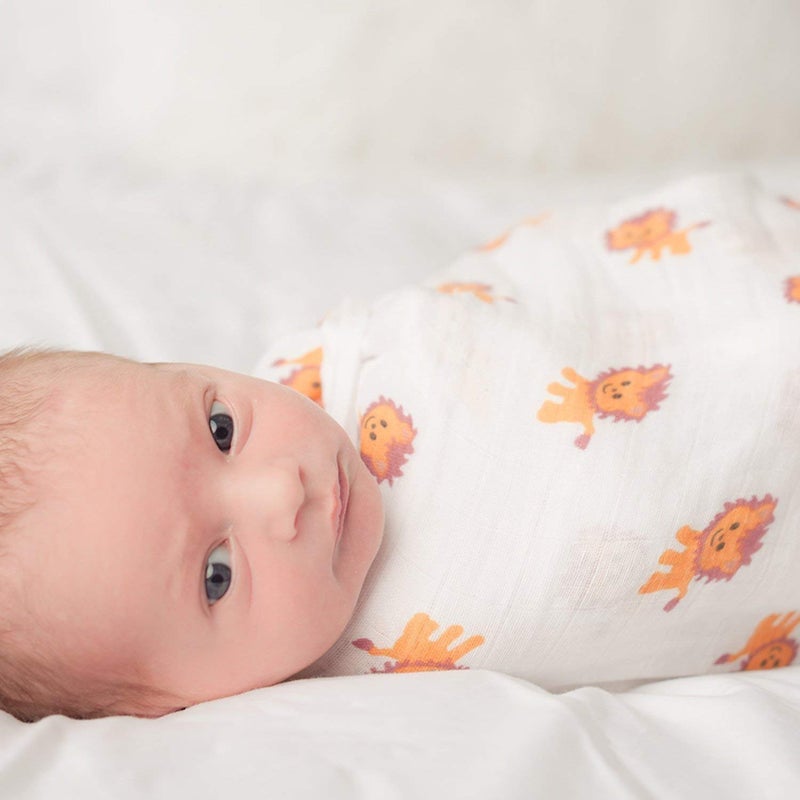 Cuddle Bug CuddleBug â€“ Muslin Baby Swaddle Blankets for Boys and Girls 0 to 3 Months - Large 4 Feet x 4 Feet â€“ Unisex Muslin Cotton Multifunctional Baby Blankets - 4 Pack (Safari Friends) - Image 4