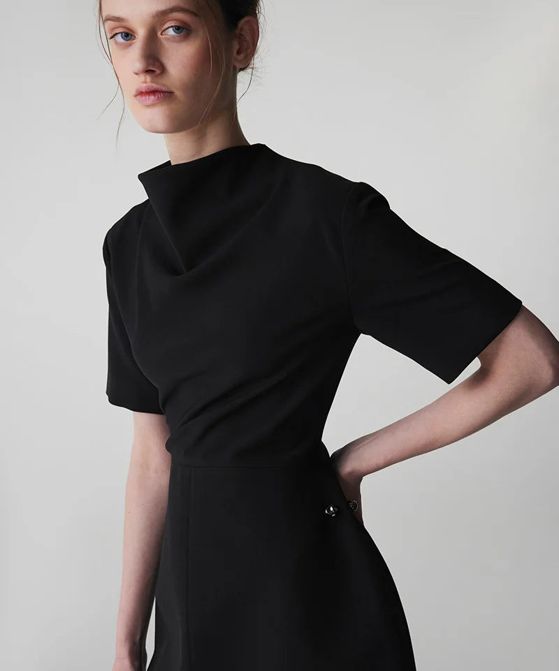ابيكول Sculpted Draped Neck Mini Dress