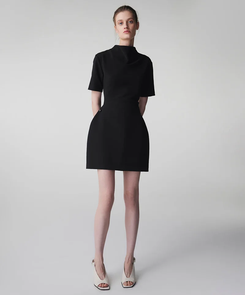 ابيكول Sculpted Draped Neck Mini Dress