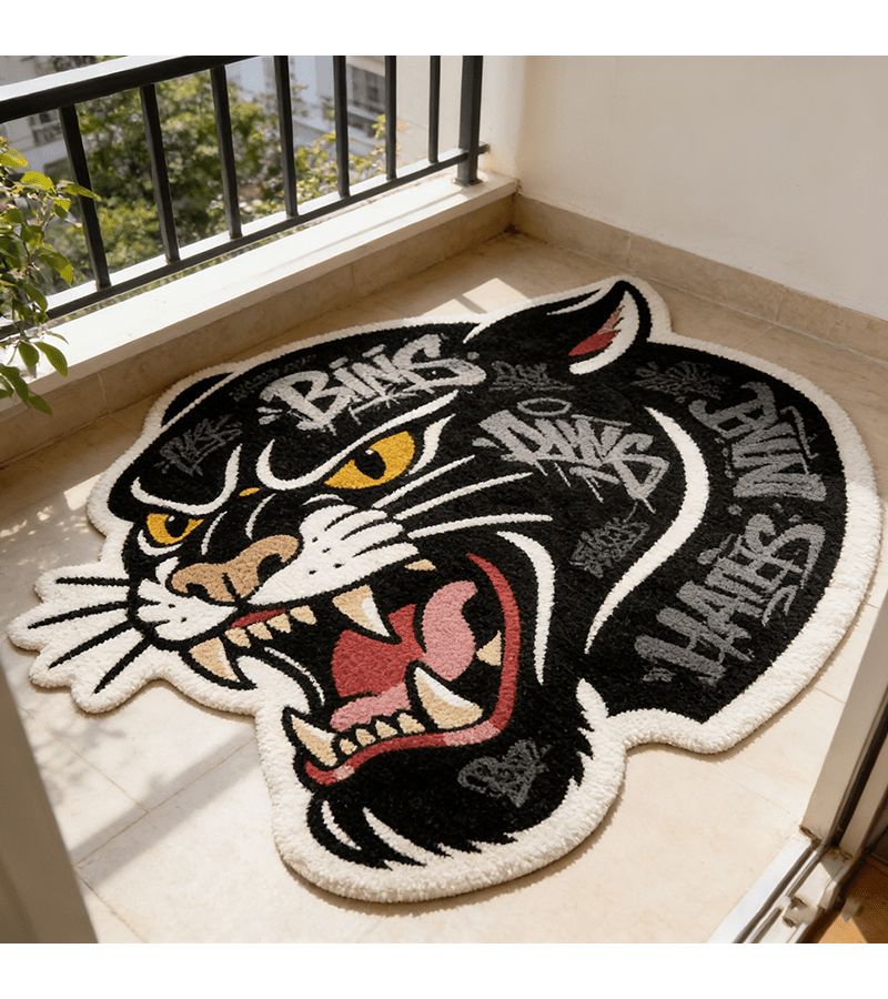 Irregular Velvet Carpet Mat 80x100cm NA1315 American Retro Tiger Letter Texture Design for Living Room Bedroom Soft Washable Floor Rug - Image 2