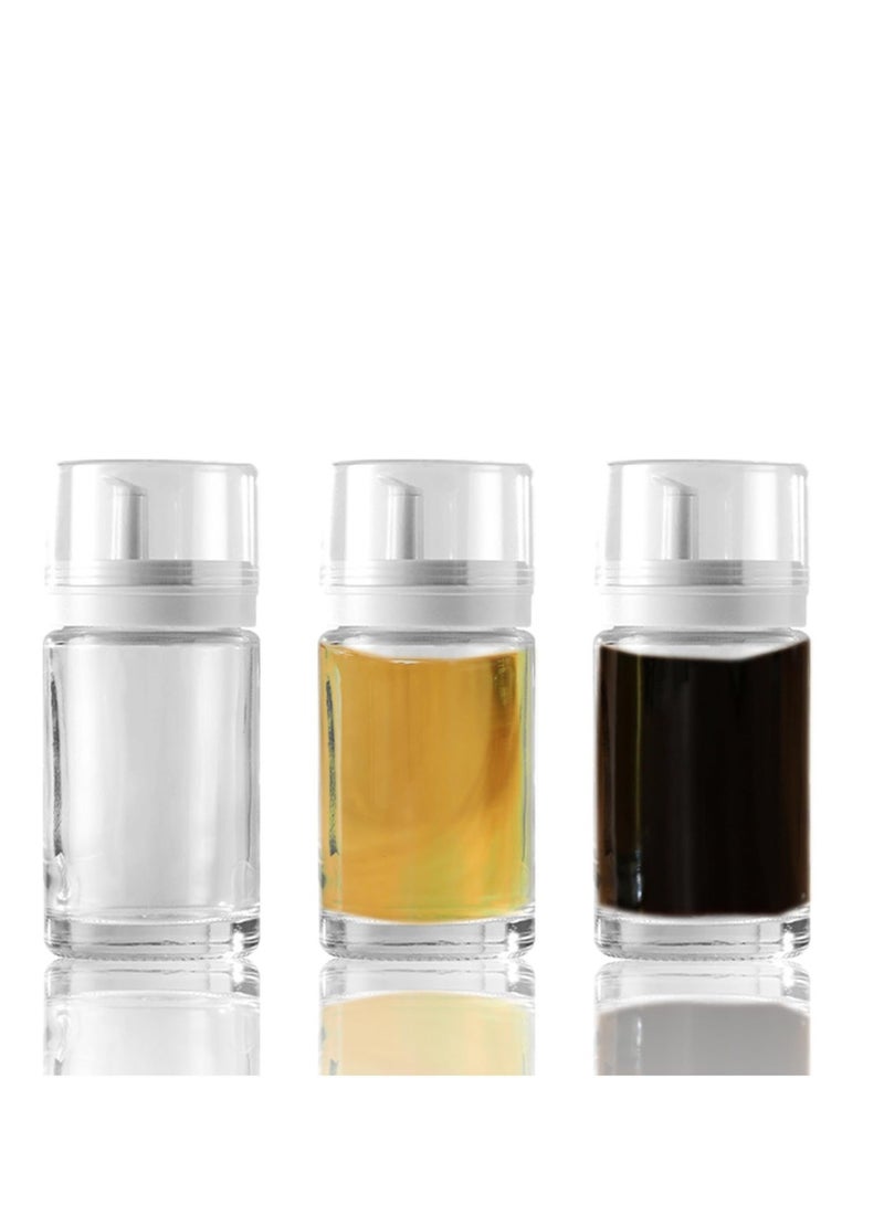 كابتن تيك Small Glass Olive Oil and Vinegar Dispenser Bottles, 3 Pcs Oil and Vinegar Cruets, Glass Oil Dispenser Bottles, Leak-Proof, No Drip, BPA Free, 3.38oz Cooking Oil Containers for Kitchen - Image 1