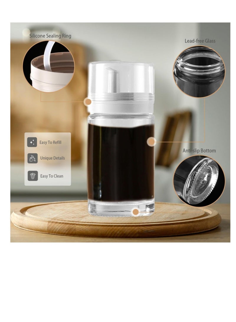 كابتن تيك Small Glass Olive Oil and Vinegar Dispenser Bottles, 3 Pcs Oil and Vinegar Cruets, Glass Oil Dispenser Bottles, Leak-Proof, No Drip, BPA Free, 3.38oz Cooking Oil Containers for Kitchen - Image 2