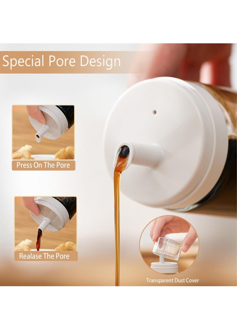 كابتن تيك Small Glass Olive Oil and Vinegar Dispenser Bottles, 3 Pcs Oil and Vinegar Cruets, Glass Oil Dispenser Bottles, Leak-Proof, No Drip, BPA Free, 3.38oz Cooking Oil Containers for Kitchen - Image 3