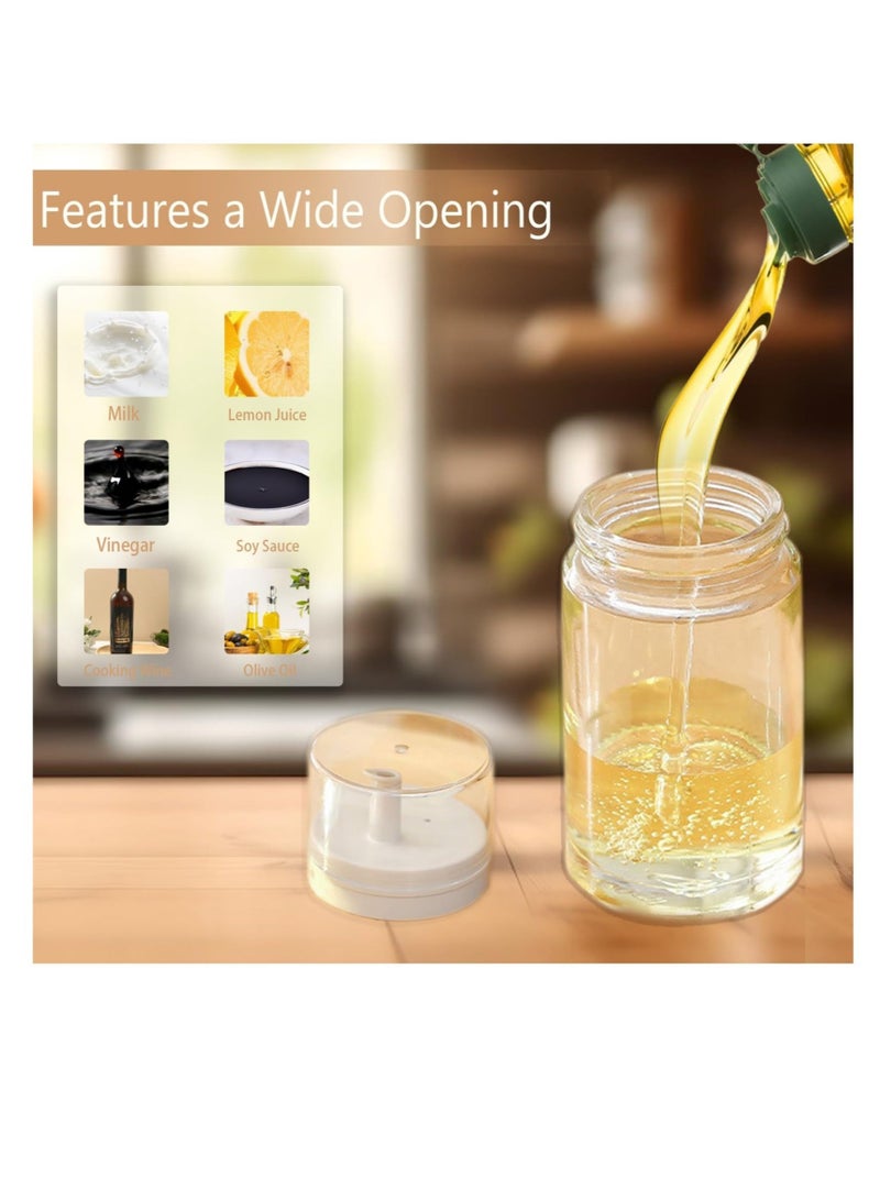 كابتن تيك Small Glass Olive Oil and Vinegar Dispenser Bottles, 3 Pcs Oil and Vinegar Cruets, Glass Oil Dispenser Bottles, Leak-Proof, No Drip, BPA Free, 3.38oz Cooking Oil Containers for Kitchen - Image 4