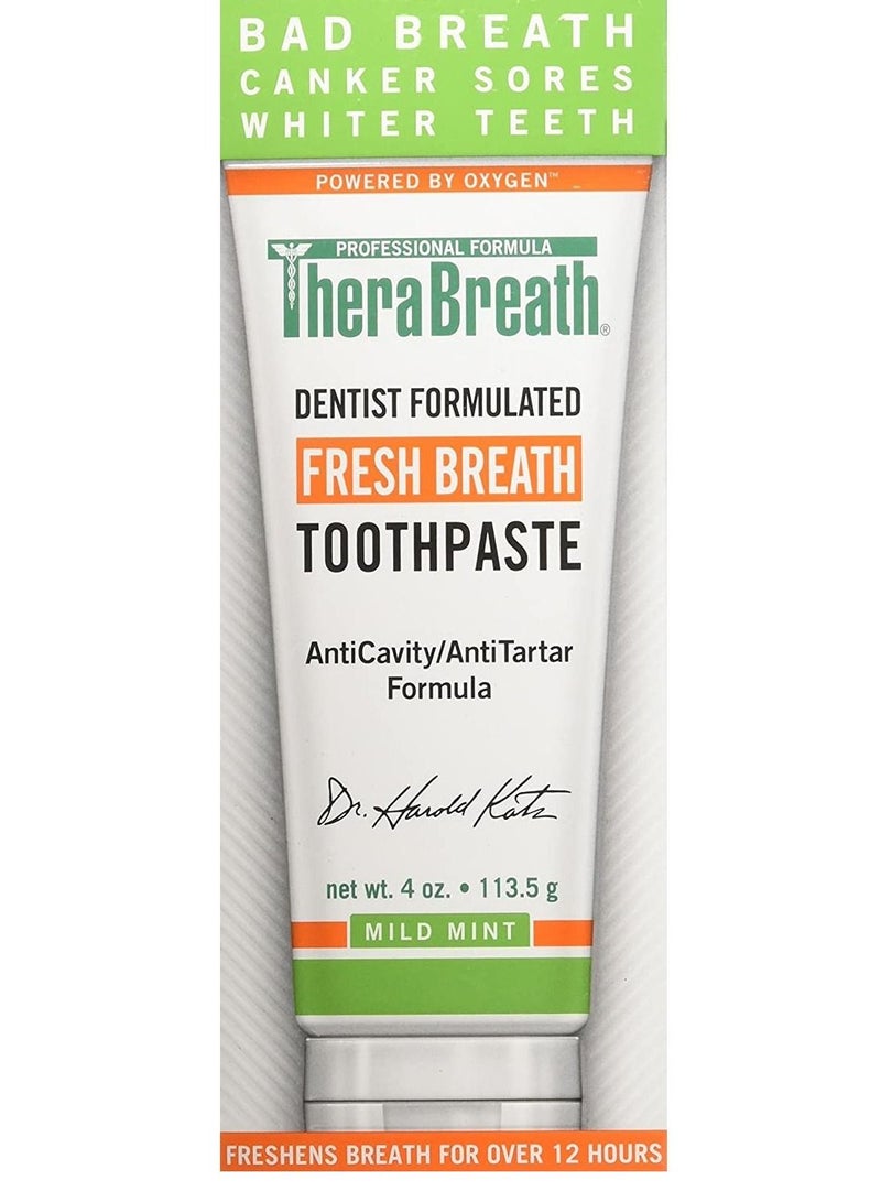 TheraBreath, Fresh Breath Toothpaste, Mild Mint Flavor, 4 oz (113.5 g)