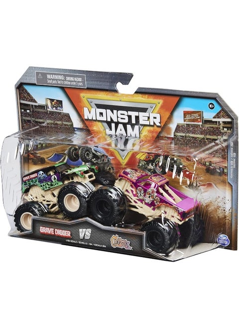 Monster Jam Set of 2 Grave Digger Cars vs. Skull 1:64 Scale