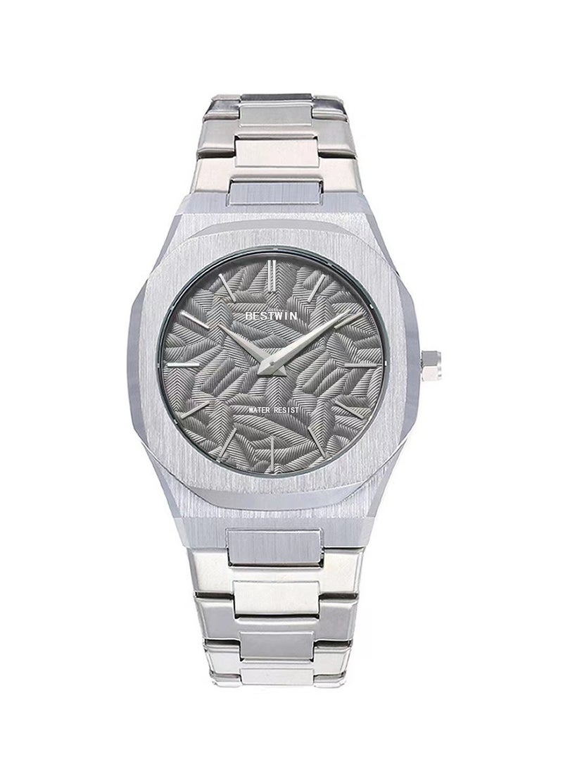 بيستوين Large relief dial quartz watch steel band retro small square watch - Image 1