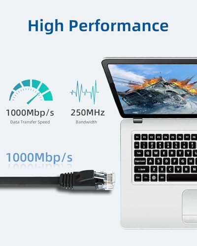 Yauhody CAT 6 Ethernet Cable 3ft 12Pack Black High Speed Solid Flat CAT6 Gigabit Internet Network LAN Patch Cords Bare Copper Snagless RJ45 Connector for Modem Router Computer3ft12PackBlack - Image 3