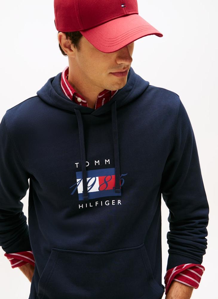 TOMMY HILFIGER Flag Graphic Drawstring Hoody - Image 3