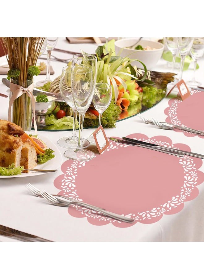 Stuffygreenus 100 Pcs Pink Platos De Barro Mexicanos Paper Placemats 13.5 Inches Cielito Lindo Party Decoration Disposable Scalloped Cinco De Mayo Paper Placemats for Fiesta Mexican Baby Shower Decor - Image 4