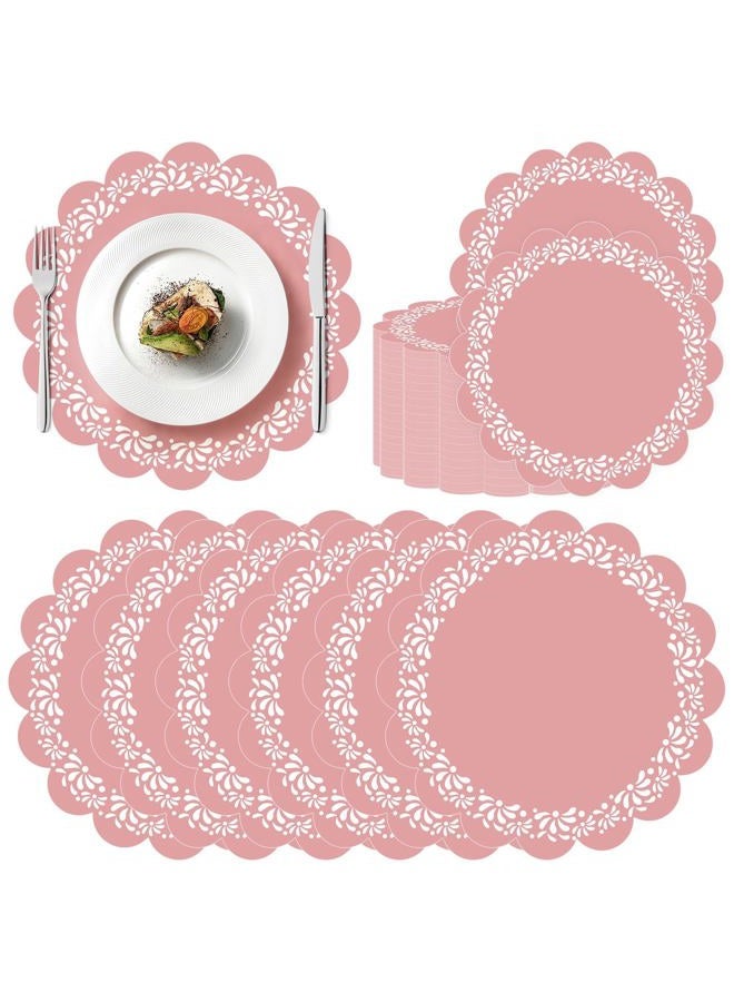 Stuffygreenus 100 Pcs Pink Platos De Barro Mexicanos Paper Placemats 13.5 Inches Cielito Lindo Party Decoration Disposable Scalloped Cinco De Mayo Paper Placemats for Fiesta Mexican Baby Shower Decor - Image 1